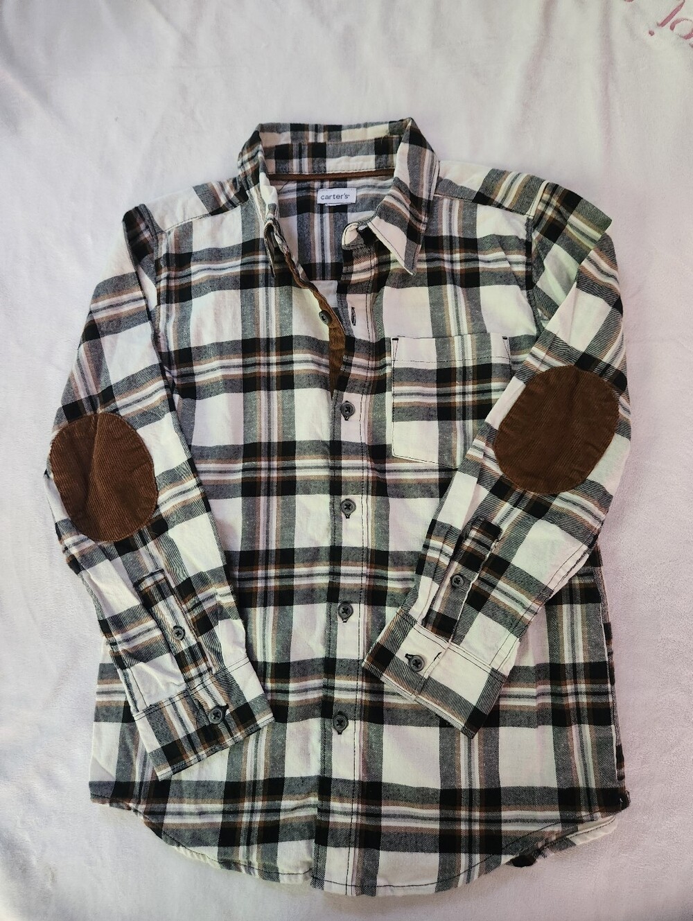 Carter's Boys Plaid Shirt with Brown Elbow Patches